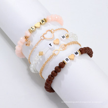 yiwu nimai contas de plástico conjuntos de joias mulheres infinito amor coração charme tornozelo pulseira pulseiras de letras